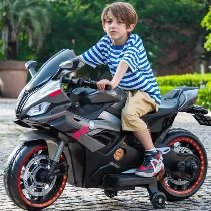 Large electric kids’ bike with a rechargeable battery and stylish design
