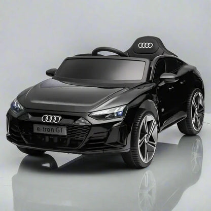 Black Audi e-tron GT toy car on a white background