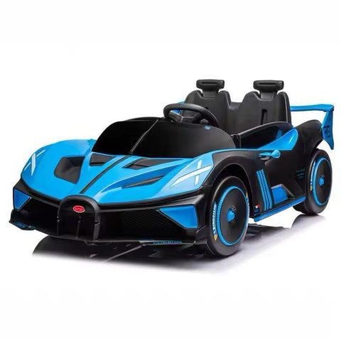 Blue and black toy car on a white background