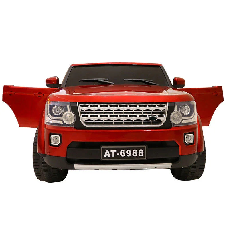 Red SUV with a white license plate on a white background