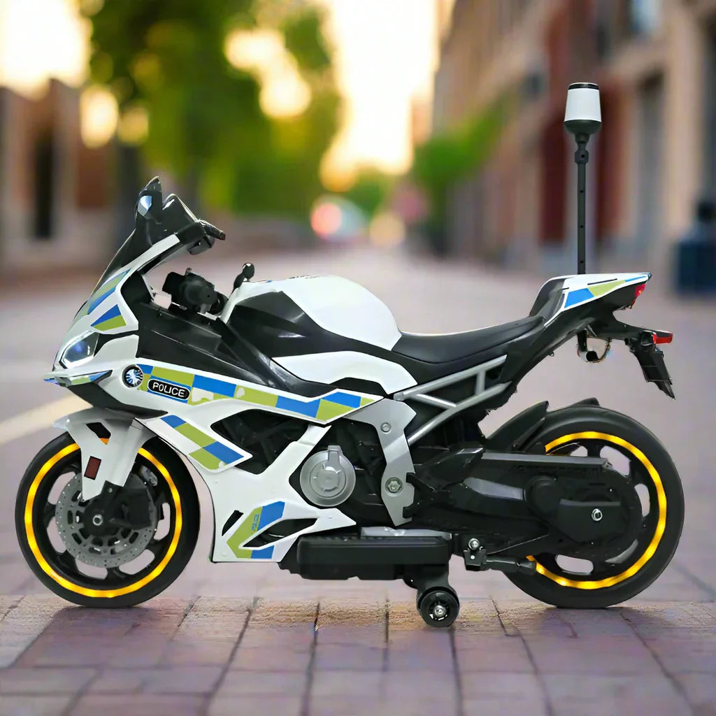 Model police motorcycle on a gray background