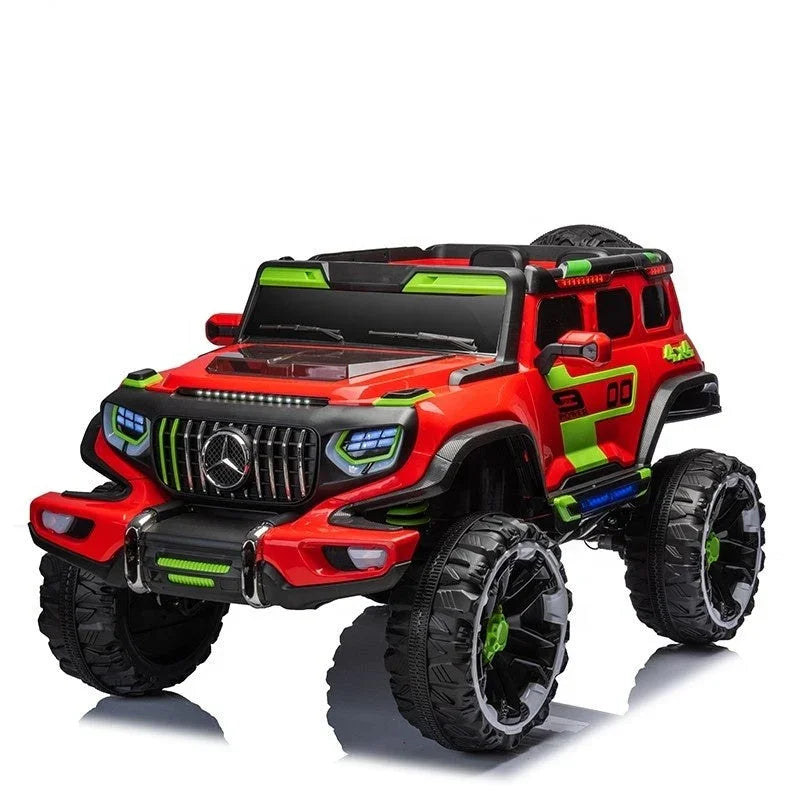Kids electric ride-on jeep in vibrant red color