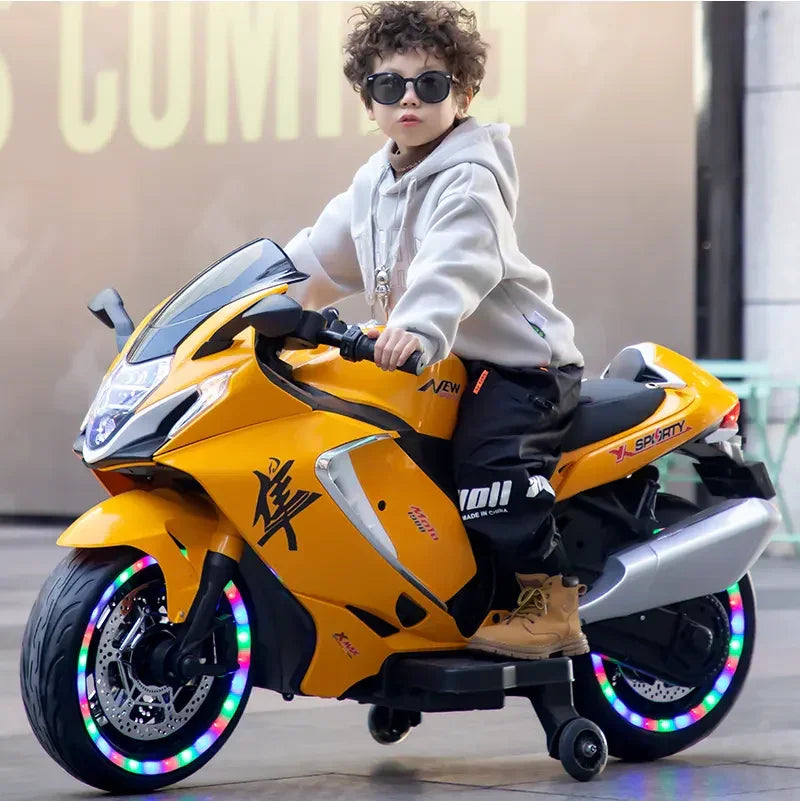 Real Engine Sound Kids Ride-On Hayabusa Bike – Premium Electric Motorcycle

