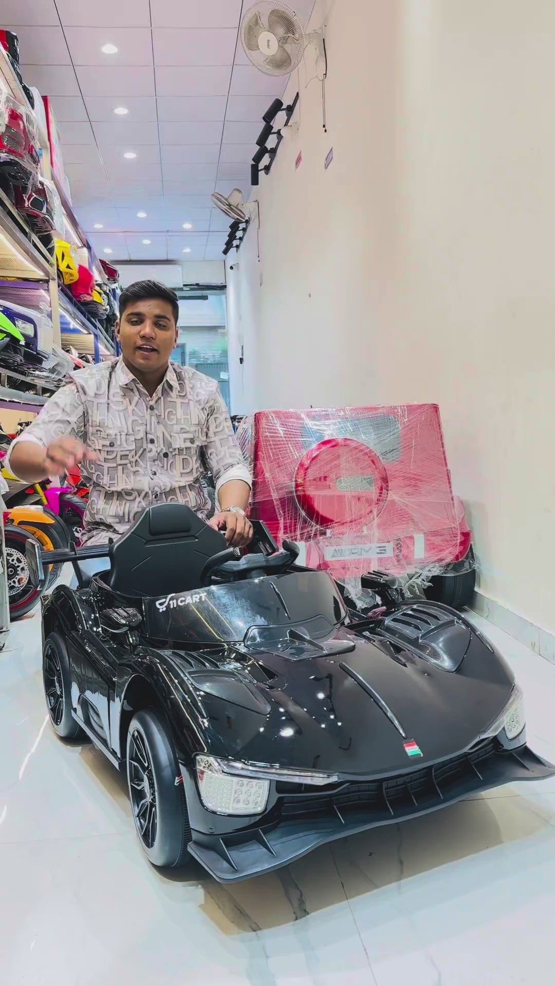 11Cart Premium 12V Kids Electric Ride-On Car with Remote Control, Music System & LED Headlights