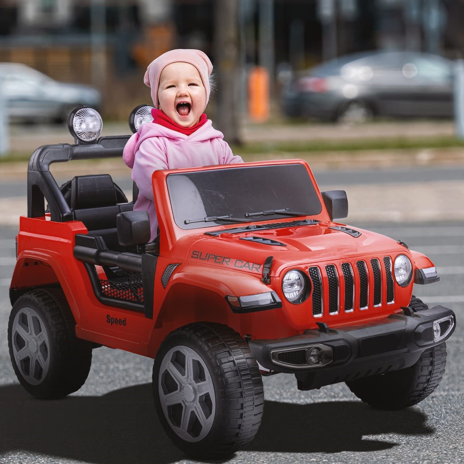 Rechargeable Battery Operated Electric Kids Jeep with Lights FT938