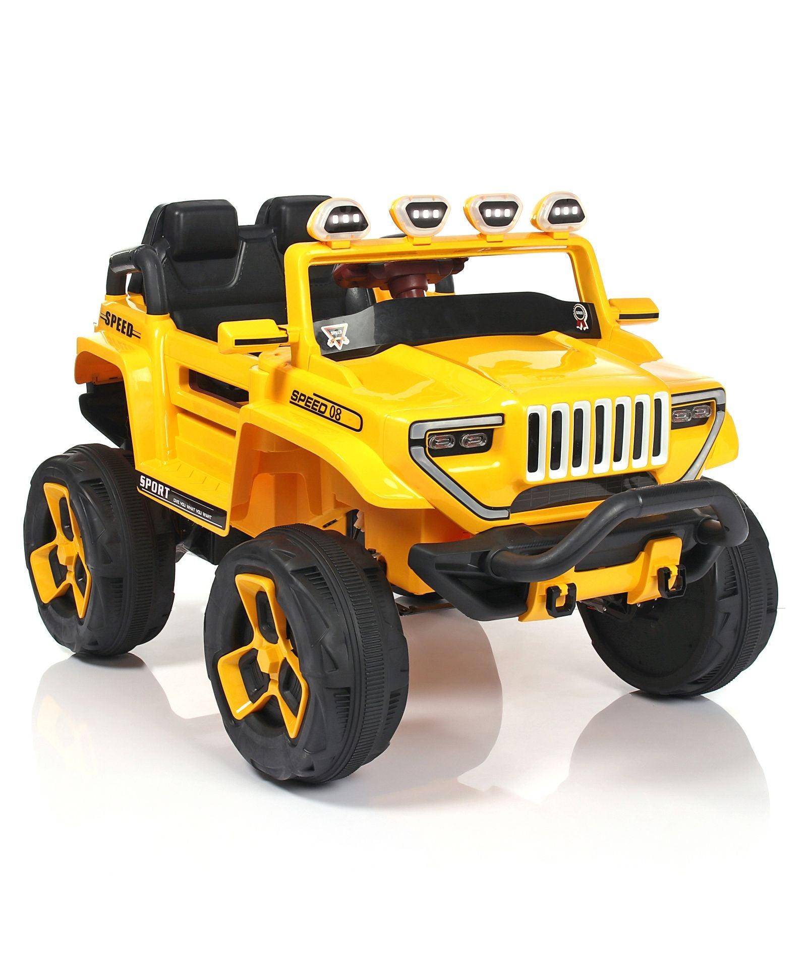 Jumbo-sized Ride-on Yellow 4x4 Battery Operated Bugatti Jeep for Kids - 11Cart