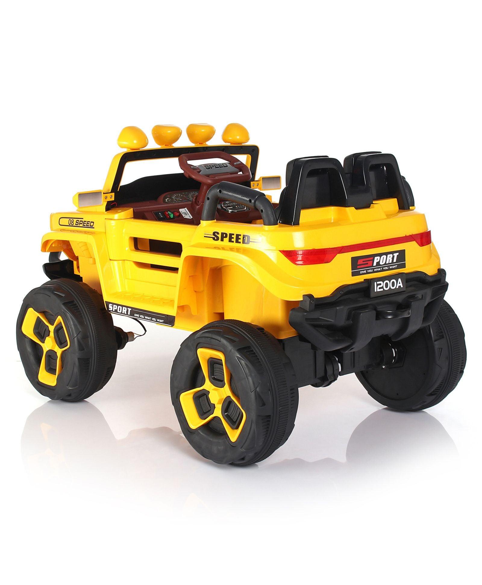 Jumbo-sized Ride-on Yellow 4x4 Battery Operated Bugatti Jeep for Kids - 11Cart