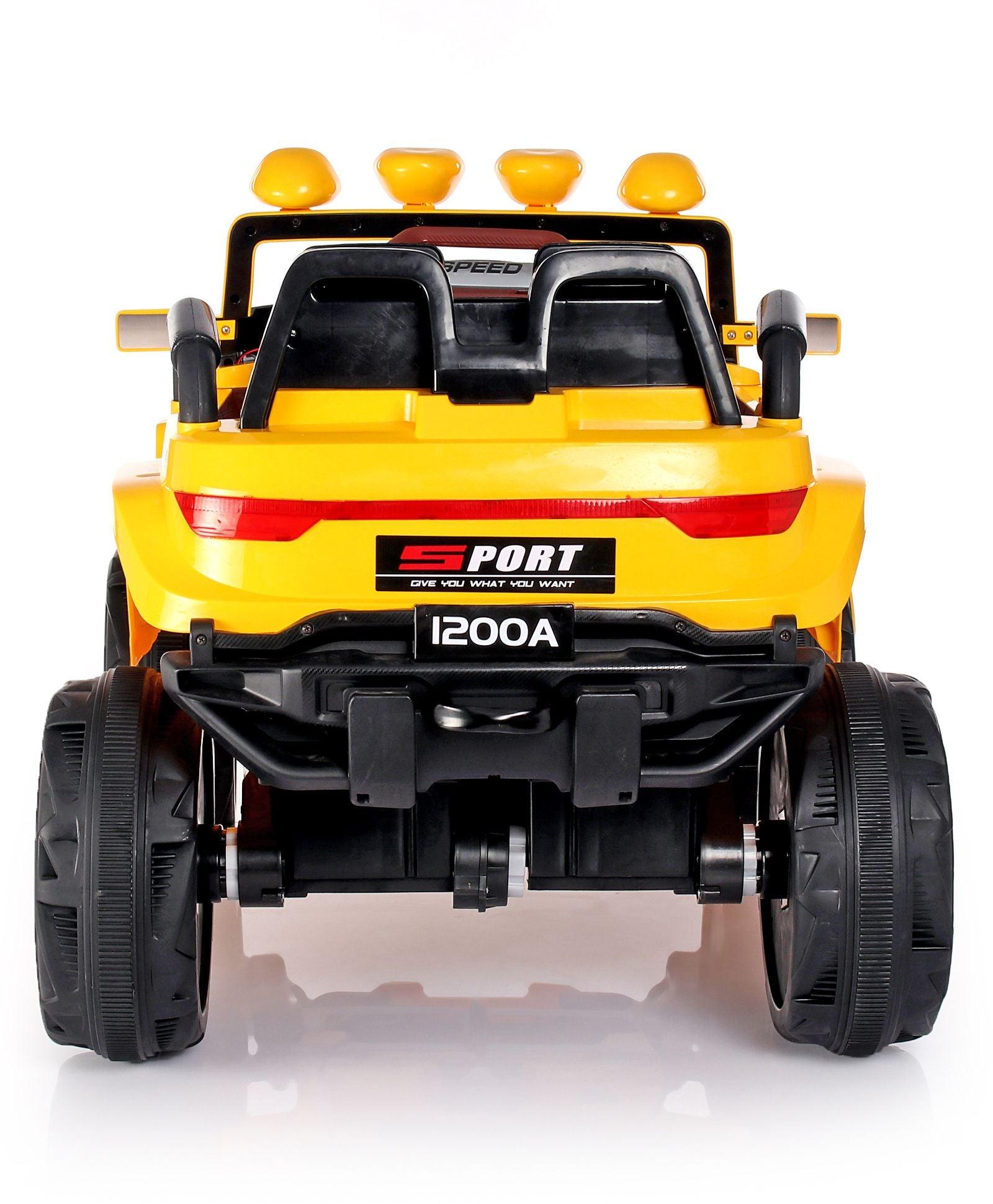 Jumbo-sized Ride-on Yellow 4x4 Battery Operated Bugatti Jeep for Kids - 11Cart