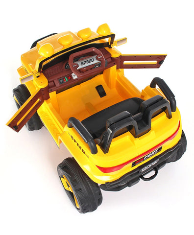 Jumbo-sized Ride-on Yellow 4x4 Battery Operated Bugatti Jeep for Kids - 11Cart