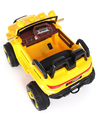 Jumbo-sized Ride-on Yellow 4x4 Battery Operated Bugatti Jeep for Kids - 11Cart