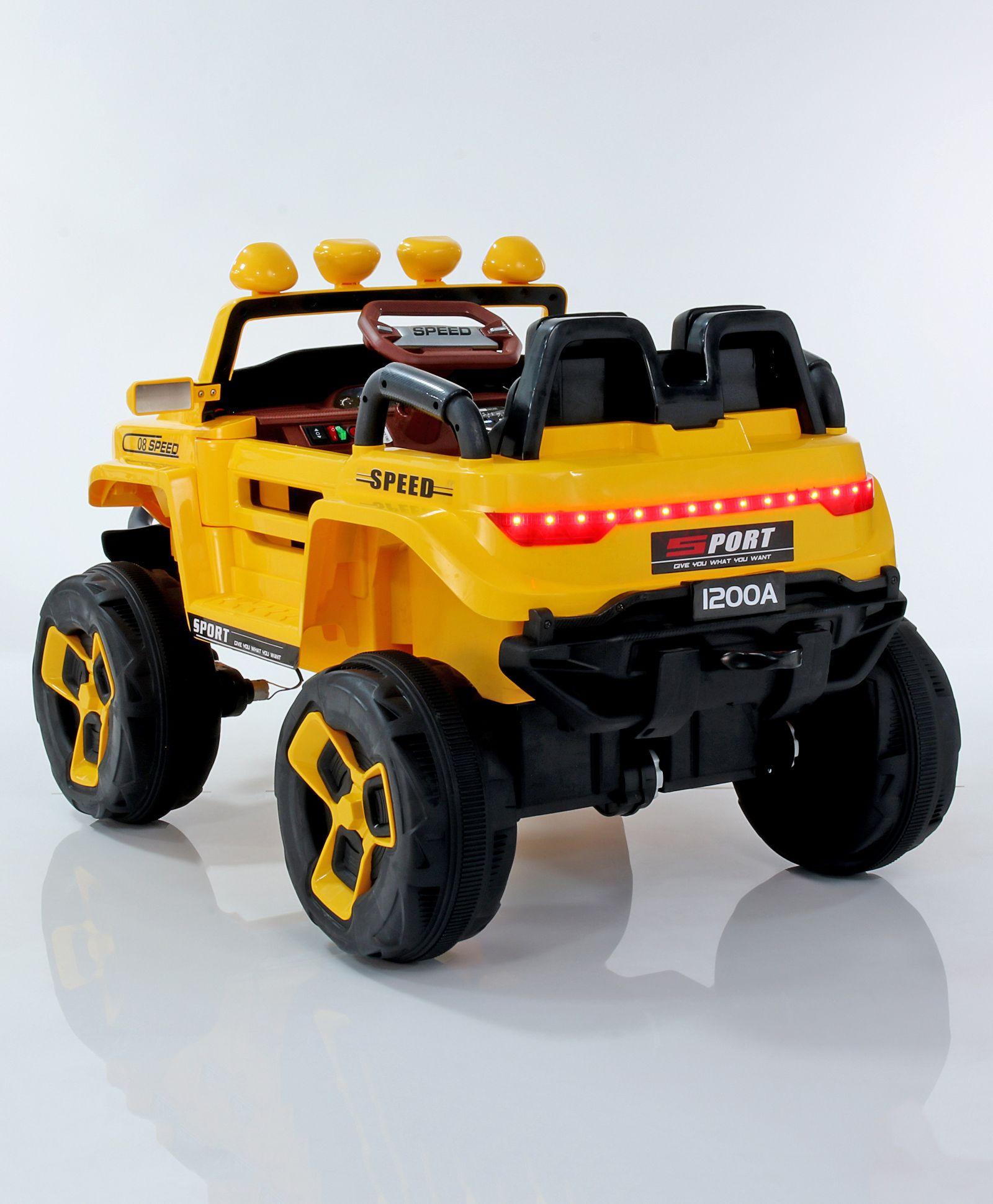 Jumbo-sized Ride-on Yellow 4x4 Battery Operated Bugatti Jeep for Kids - 11Cart