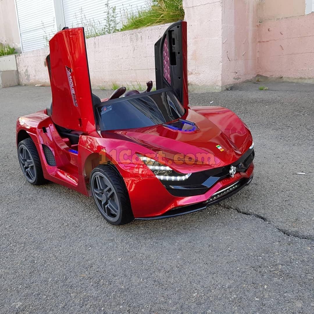 12V Ferrari Electric Ride on Car with Remote, Safety belt and LED lights for Kids - 11Cart