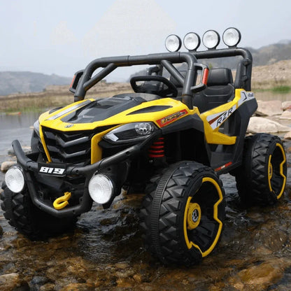 4x4 12v 4-Wheel Drive Ride-on Off-Road Jeep Car | Back wheel suspension | Footer Padel press & Remote Control - 11Cart