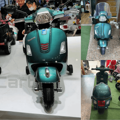 12V Metallic Paint Vespa Scooter for Kids Battery Operated 11Cart