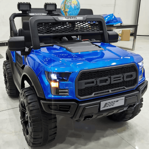 POBO 12V SUV Jeep for Kids in Blue and Red Color | Foot accelerator - 11Cart