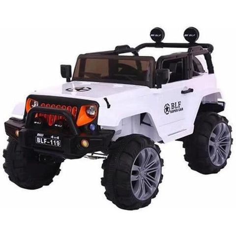2.4G Remote Control White Battery-Operated BLF Jeep for Kids - 11Cart
