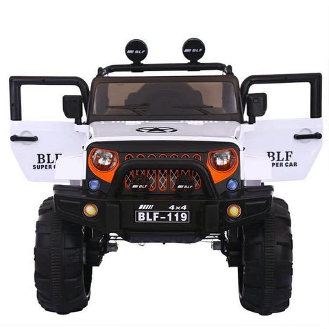 2.4G Remote Control White Battery-Operated BLF Jeep for Kids - 11Cart
