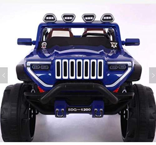 12V 4x4 Electric Blue Big Bdq 1200 Off road Jeep for Child | Music compatible | Spring Suspension & Seat Belt - 11Cart