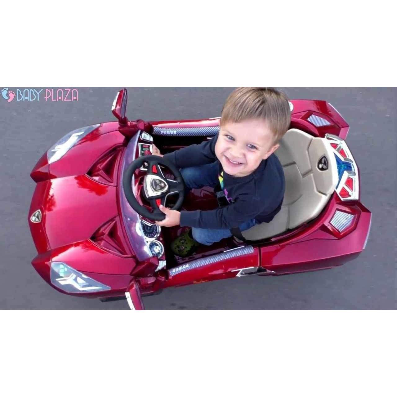 12V Lamborghini WXE 8188 Electric Car for Kids | 2 Engine & Doors Open | Gearbox Steering Wheel - 11Cart