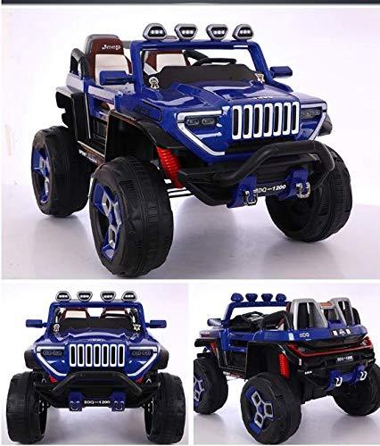 12V 4x4 Electric Blue Big Bdq 1200 Off road Jeep for Child | Music compatible | Spring Suspension & Seat Belt - 11Cart
