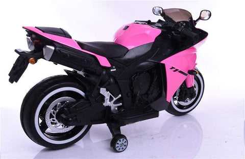 R1 Kids Pink Motorcycle Bike with Supporting Wheels - 11Cart