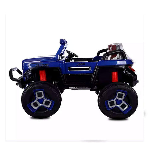 12V 4x4 Electric Blue Big Bdq 1200 Off road Jeep for Child | Music compatible | Spring Suspension & Seat Belt - 11Cart