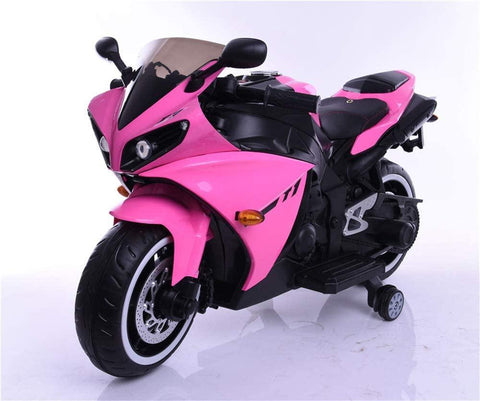 R1 Kids Pink Motorcycle Bike with Supporting Wheels - 11Cart