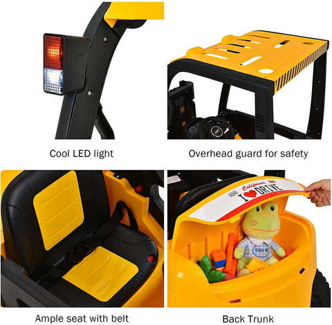 Kids Ride-On Forklift, Remote Control Forklift Openable Door & Storage Trunk - 11Cart