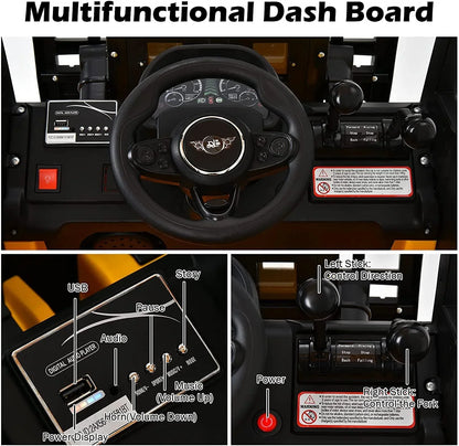 Kids Ride-On Forklift, Remote Control Forklift Openable Door & Storage Trunk - 11Cart