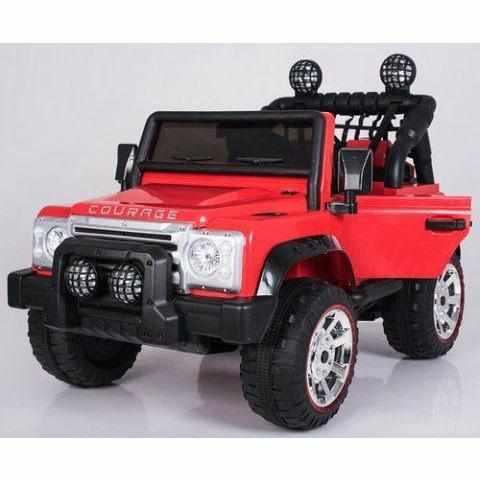 Battery-operated Courage Jeep ride-on car for kids with realistic design and smooth ride
