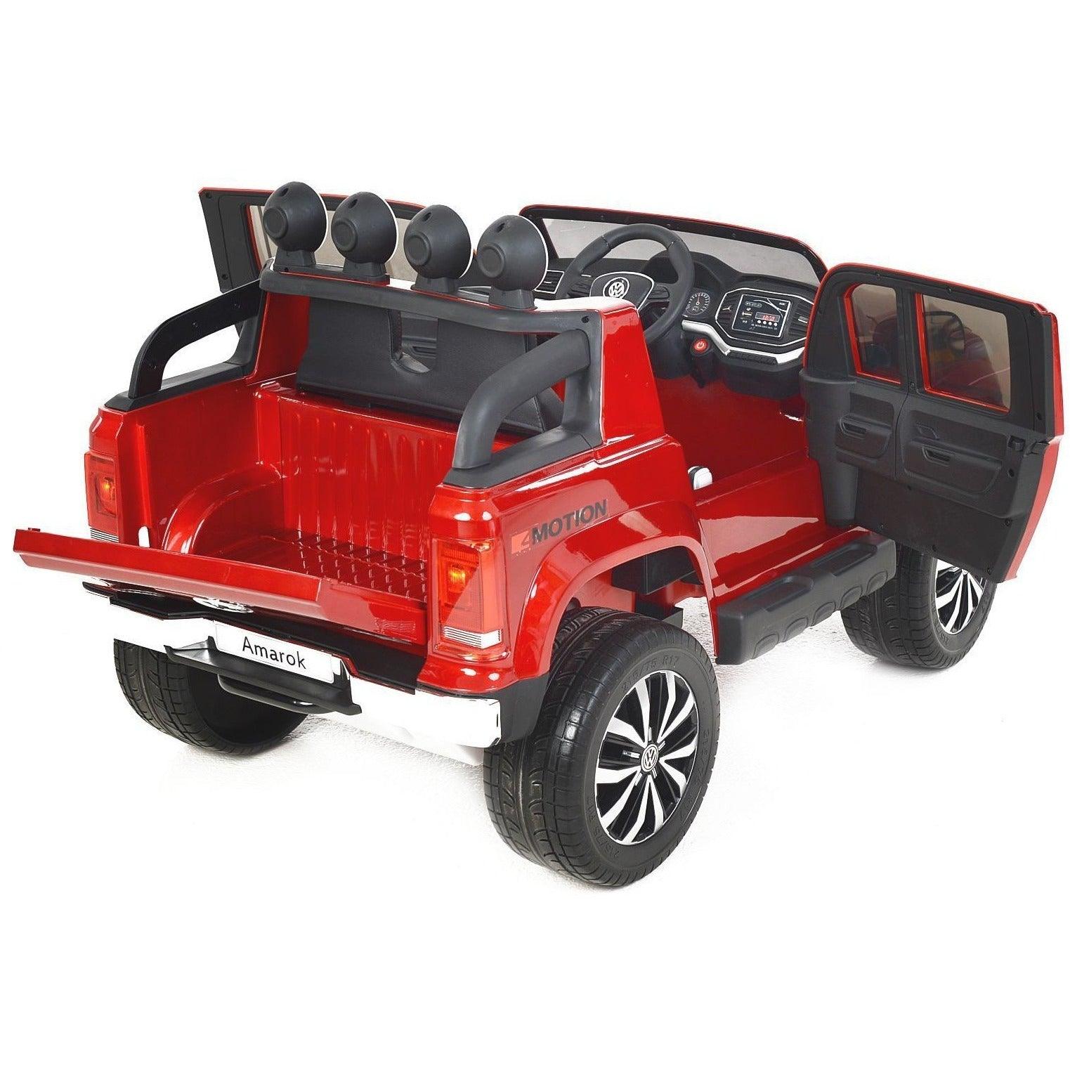 Battery-powered Volkswagen Amarok ride-on car with remote control and fun sound effects
