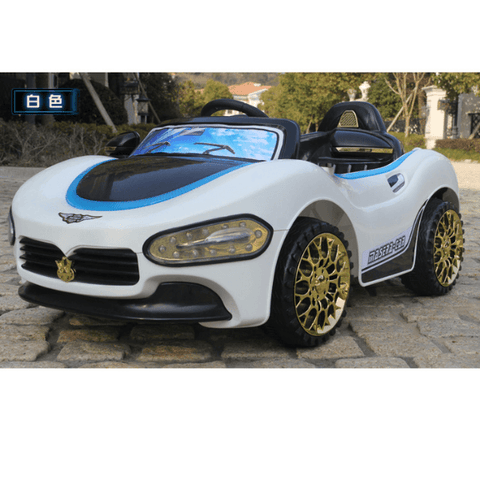 11CART White Battery-Operated Ride on Remote Control Kids Electric Car | 2 Point Safety Harness - 11Cart