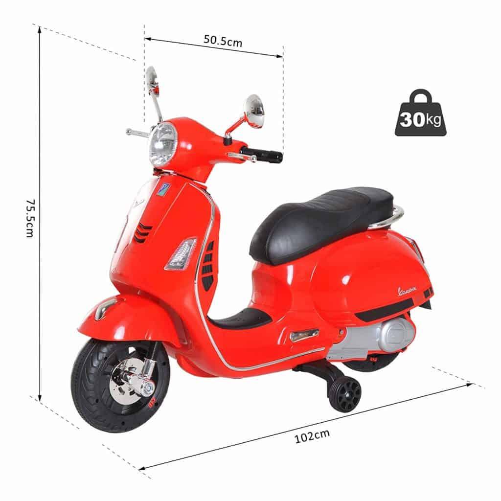 Battery Operated Red Vespa Scooter for Kids - 11Cart
