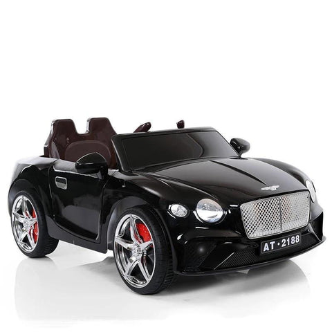 12V Black Battery-Operated Electric Bentley Kids Car with colorful LED light | 2 points safety | EN-71 certified - 11Cart