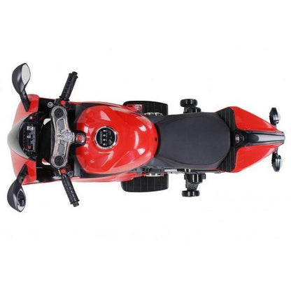 Electric Ducati motorbike for kids, featuring 12V power and smooth ride
