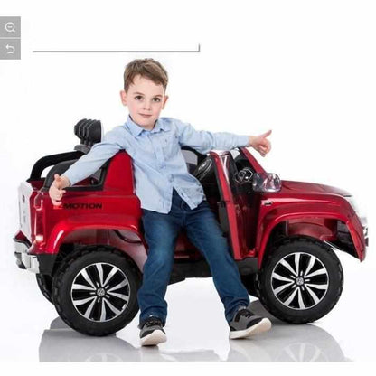 Electric Volkswagen Amarok kids' car with realistic design and working lights
