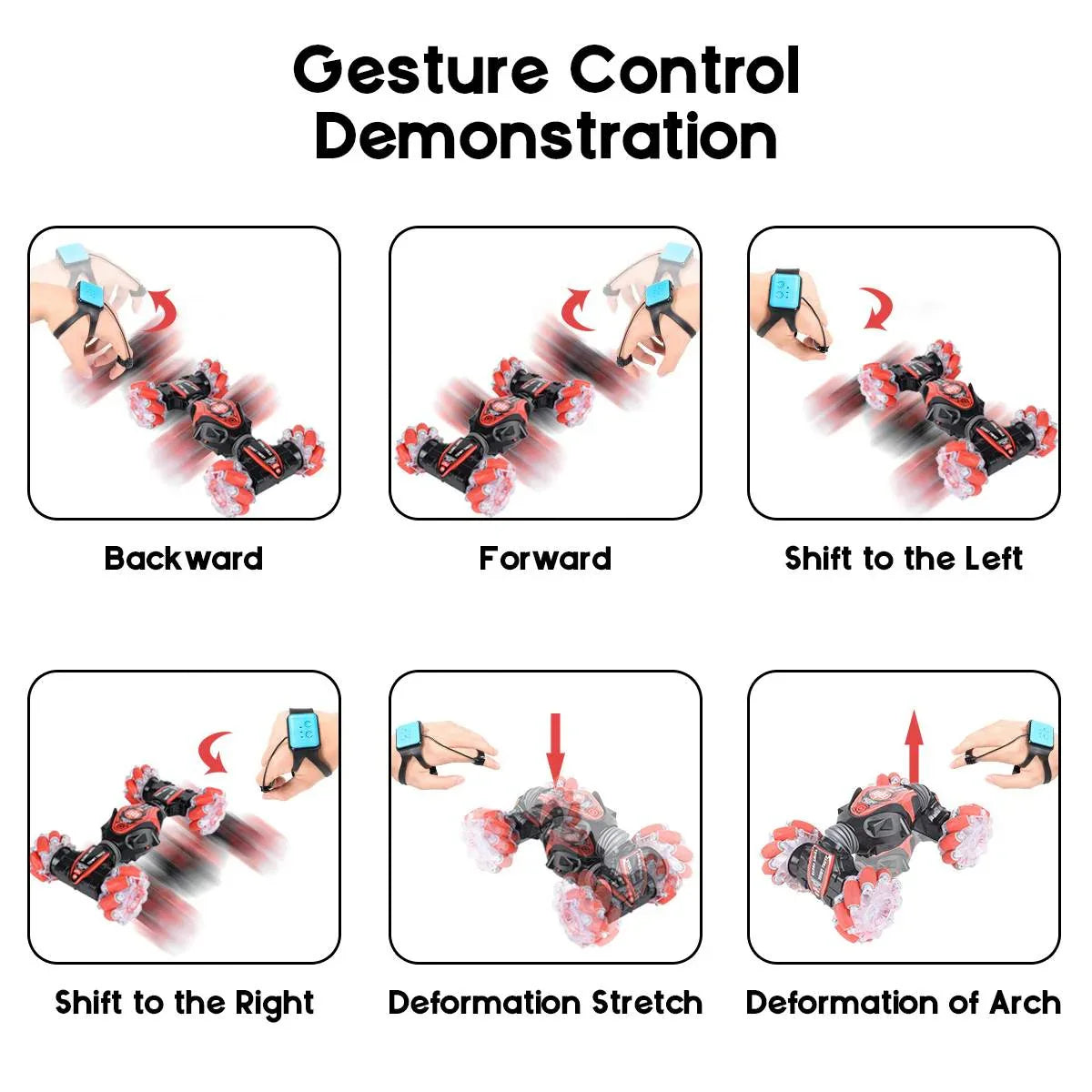 Watch Remote Control Stunt Car Gesture Induction Twisting Off-Road Vehicle Light Music Drift Dancing RC Toy Gift for Kids