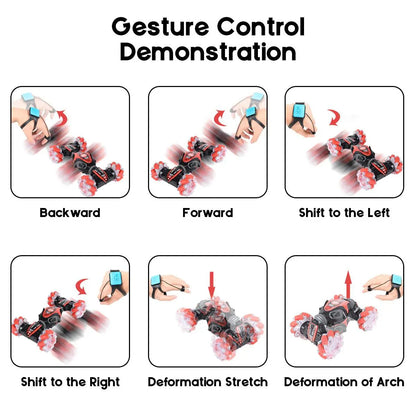 Watch Remote Control Stunt Car Gesture Induction Twisting Off-Road Vehicle Light Music Drift Dancing RC Toy Gift for Kids
