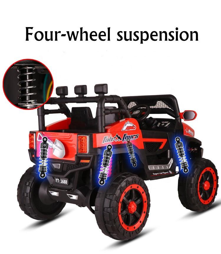 All-terrain Off-road 4X4 Red Electric Mercedes Truck for Kids with Portable Charging - 11Cart