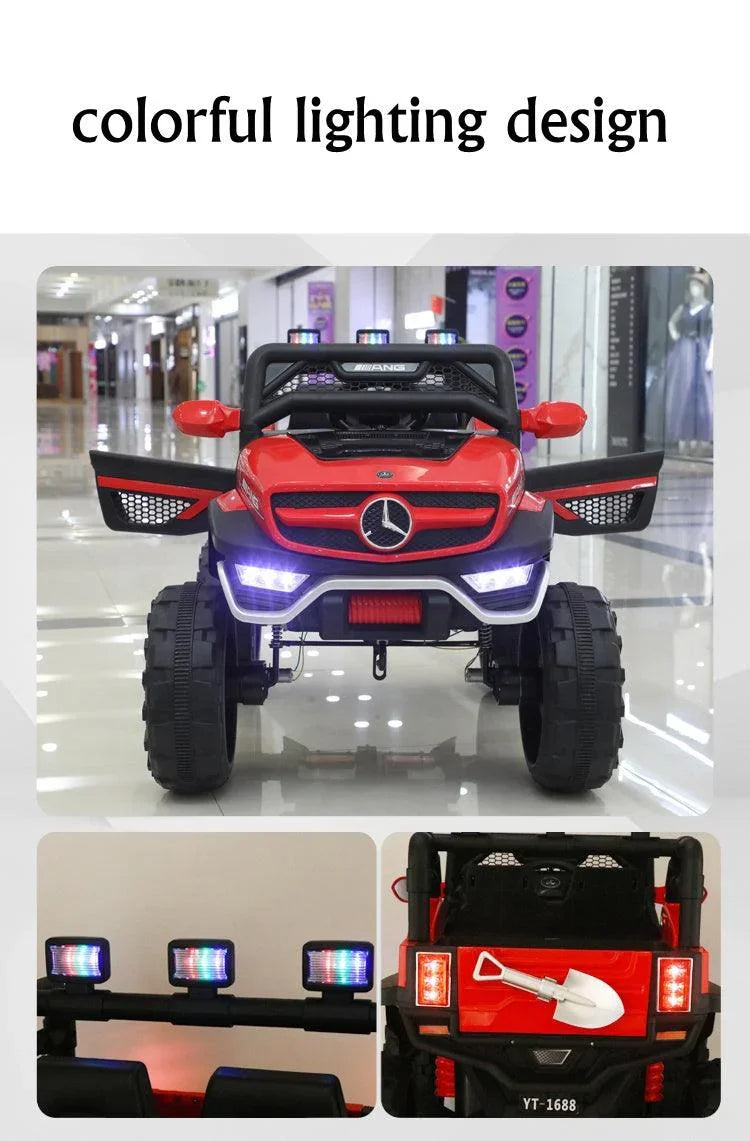 All-terrain Off-road 4X4 Red Electric Mercedes Truck for Kids with Portable Charging - 11Cart