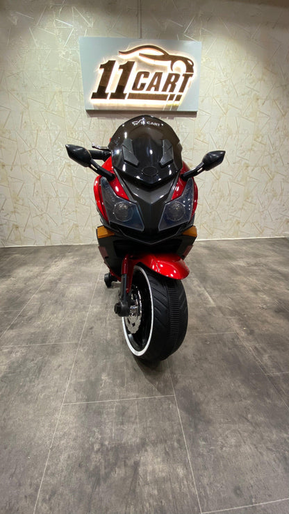 Kids’ 12V police bike with realistic decals, LED lights, and a functional horn
