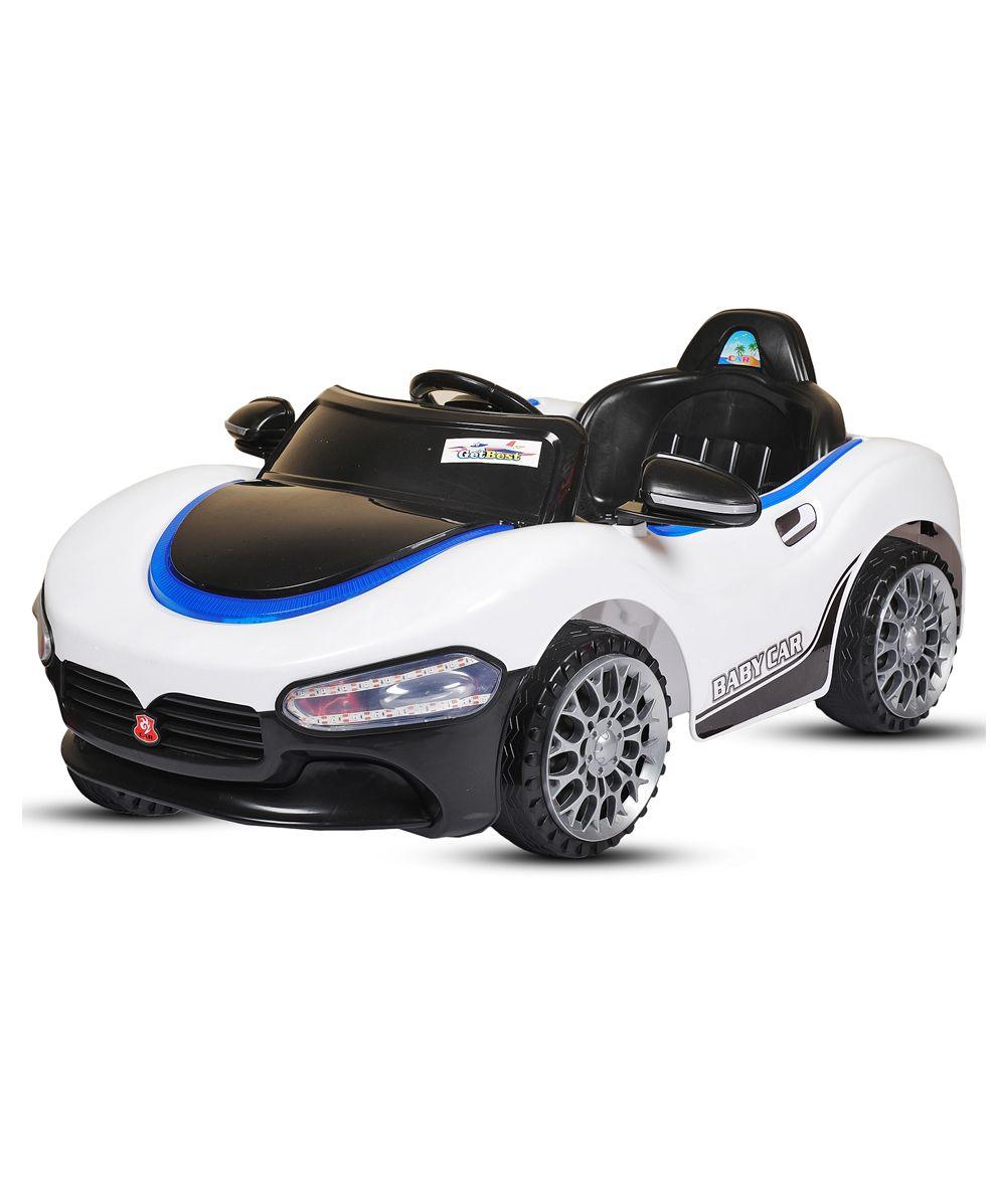 11CART White Battery-Operated Ride on Remote Control Kids Electric Car | 2 Point Safety Harness - 11Cart