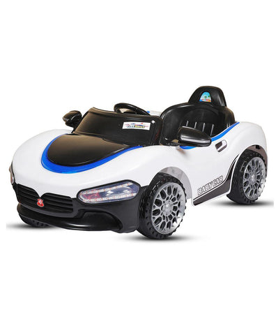 11CART White Battery-Operated Ride on Remote Control Kids Electric Car | 2 Point Safety Harness - 11Cart