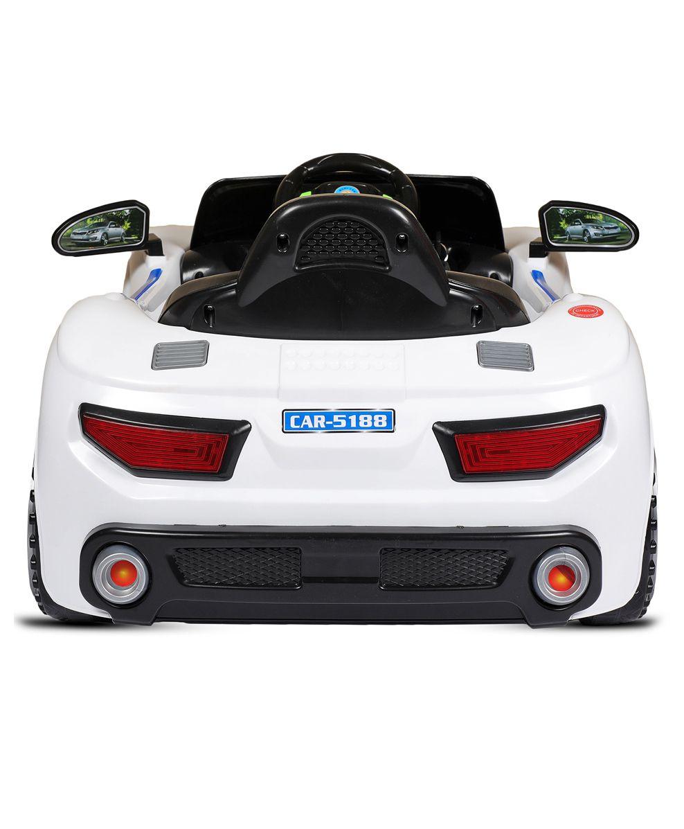11CART White Battery-Operated Ride on Remote Control Kids Electric Car | 2 Point Safety Harness - 11Cart