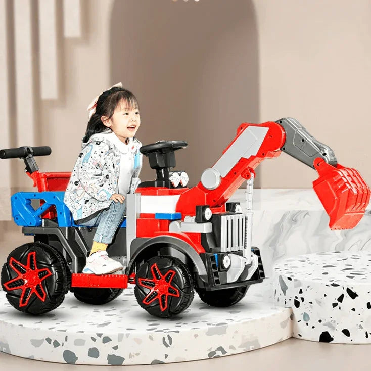 Kids ride-on toy excavator for playtime, designed for fun and realistic digging action
