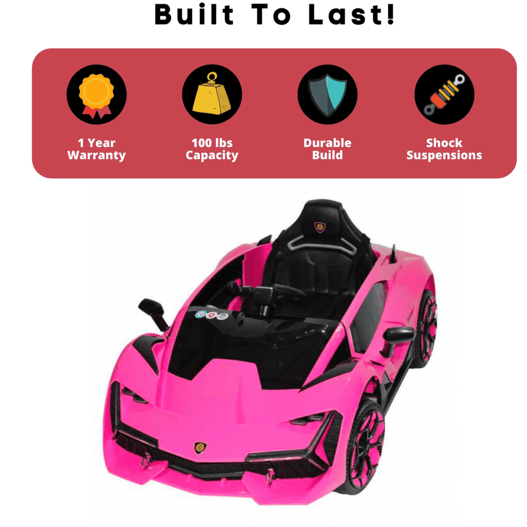 12V Lamborghini Style Battery Operated Ride on Car with Hydraulic Doors for Kids | Remote control & Rear suspension swing - 11Cart