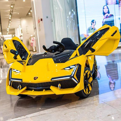 12v Luxurious Yellow Lamborghini Racing Electric Car for Kids - 11Cart