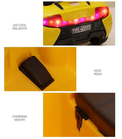 Mini 6V McLaren Electric Kids Ride On Car With Remote & Manual Drive - 11Cart