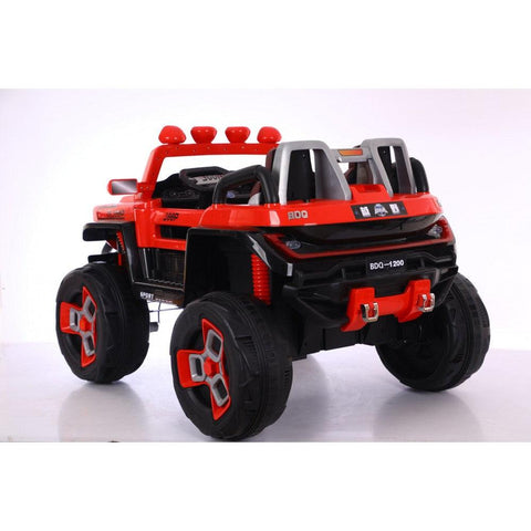 12V 4x4 Electric Blue Big Bdq 1200 Off road Jeep for Child | Music compatible | Spring Suspension & Seat Belt - 11Cart