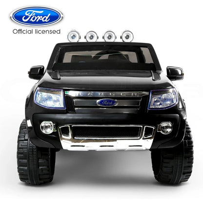 12V 4x4 Black Ford Ranger WILDTRAK for Kids with chrome accessories LED lighting and radio music panel - 11Cart